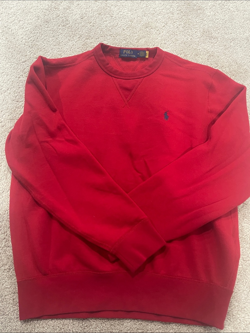 Polo by Ralph Lauren Red Crewneck Sweatshirt with Navy Pony